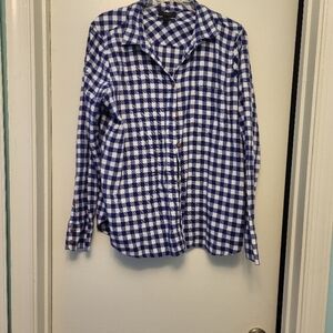 J. Crew Purple & White Long Sleeve Flannel Shirt Size 14